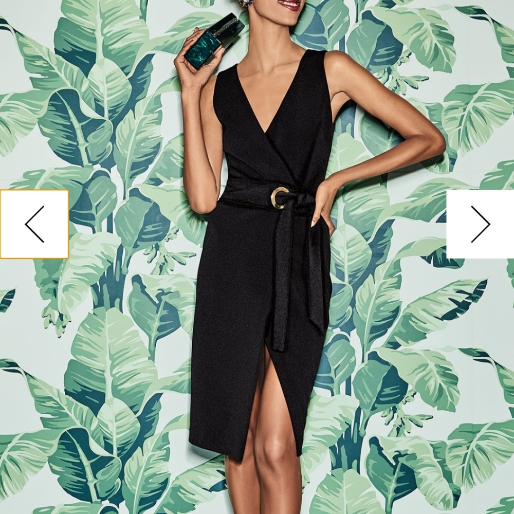 Badgley Mischka V-neck Wrap Cocktail Party Dress